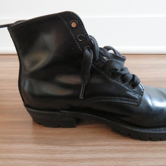 VINTAGE DAYTON Driver Combat Moto Lug Vibram Boots in Black Leather - Picture 12 of 16